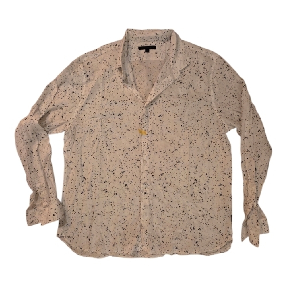 John Varvatos White and Black Speckled Casual Button Down Shirt